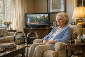 Quality of life with dementia for an older woman spending a quiet day at home